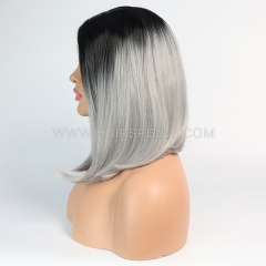 1B/Grey Short Bob Synthetic Lace Front Wig