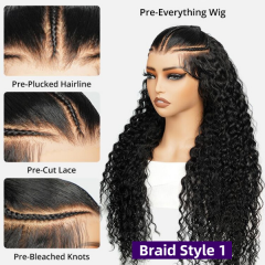 Glueless Wear Go Pre Braid Wig Pre-Everything HD Lace 13*6 Full Lace Front Wigs Human Virgin Hair Pre Bleached Pre Plucked Customize 4-7 Days