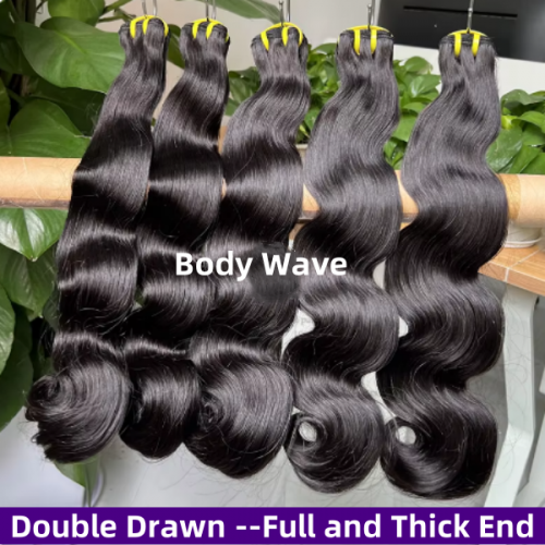 Double Drawn Thick Hair End High Quality Bone Straight 1 Bundle 100% Virgin Human Hair Natural Color Brazilian Peruvian Cambodian